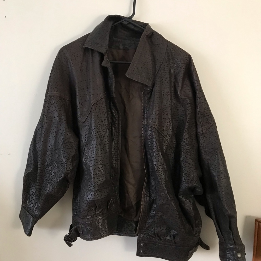 Mens Brown leather jacket size small